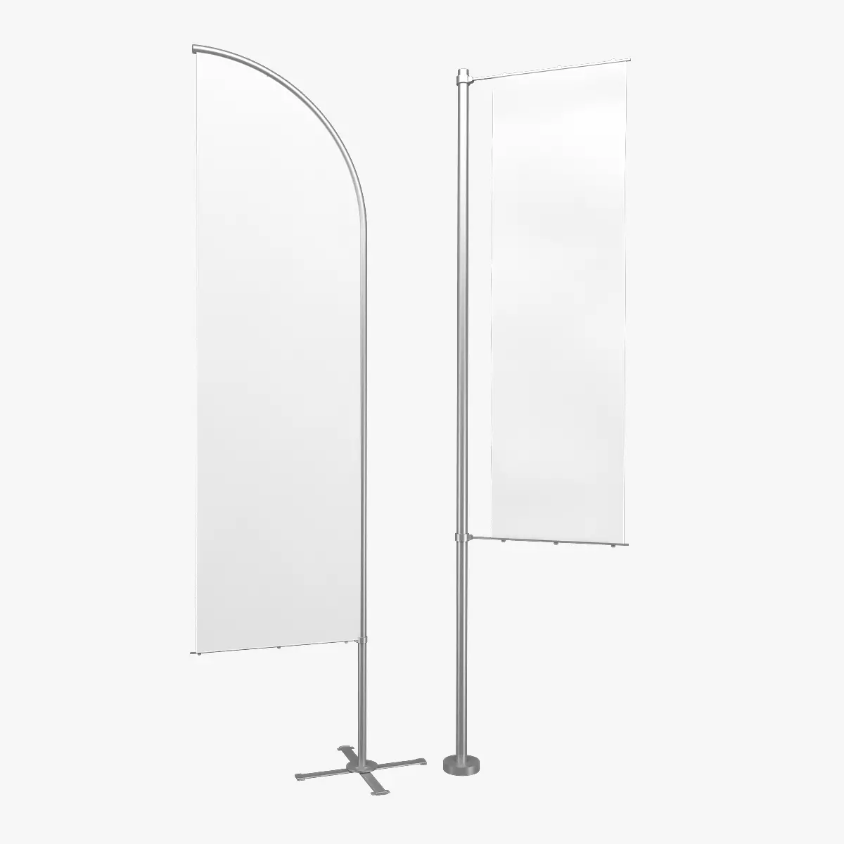 Flags banner stand 3D model_0