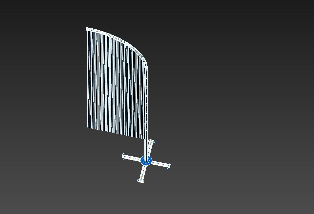 Flags banner stand 3D model_16
