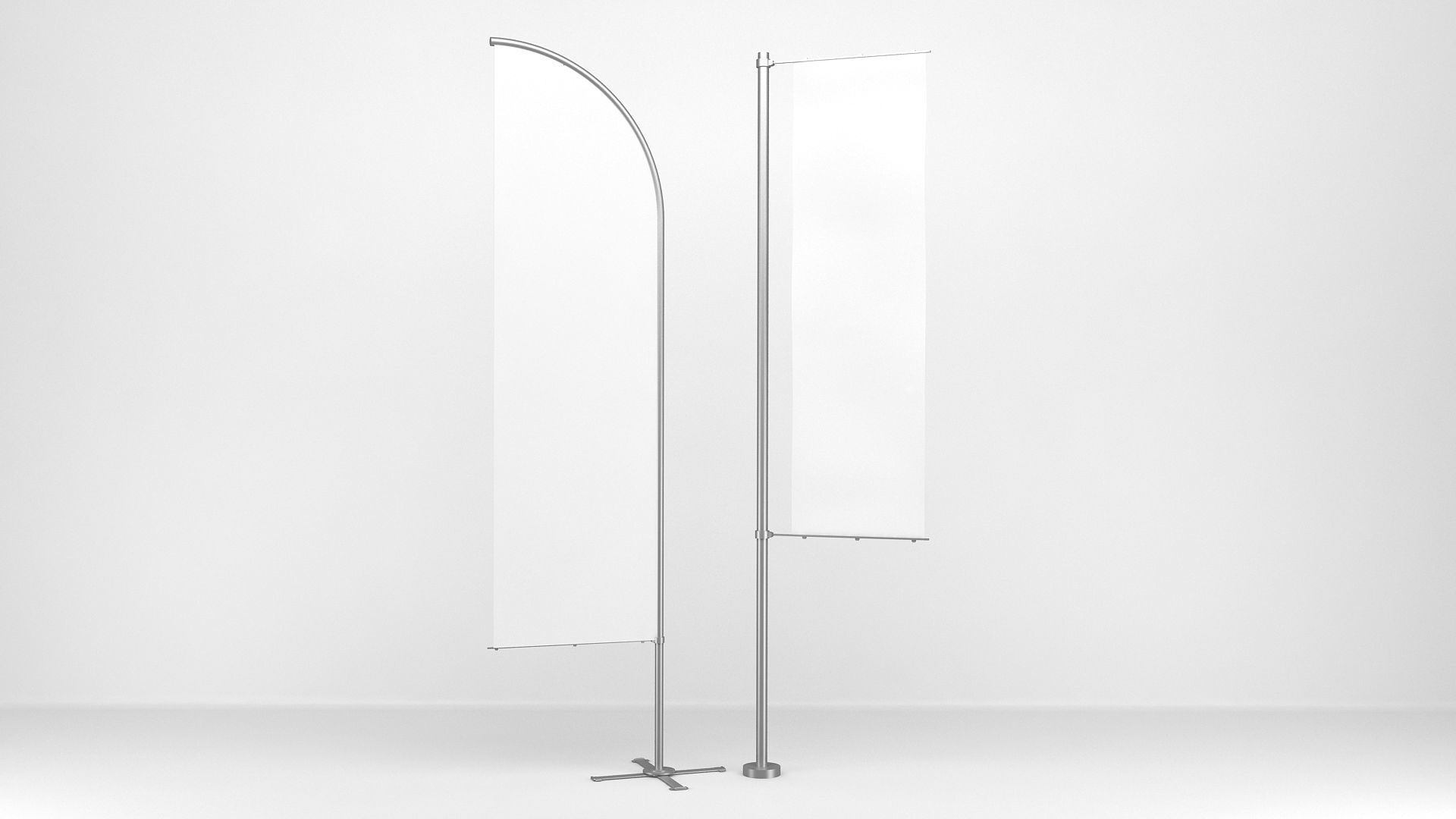 Flags banner stand 3D model_1