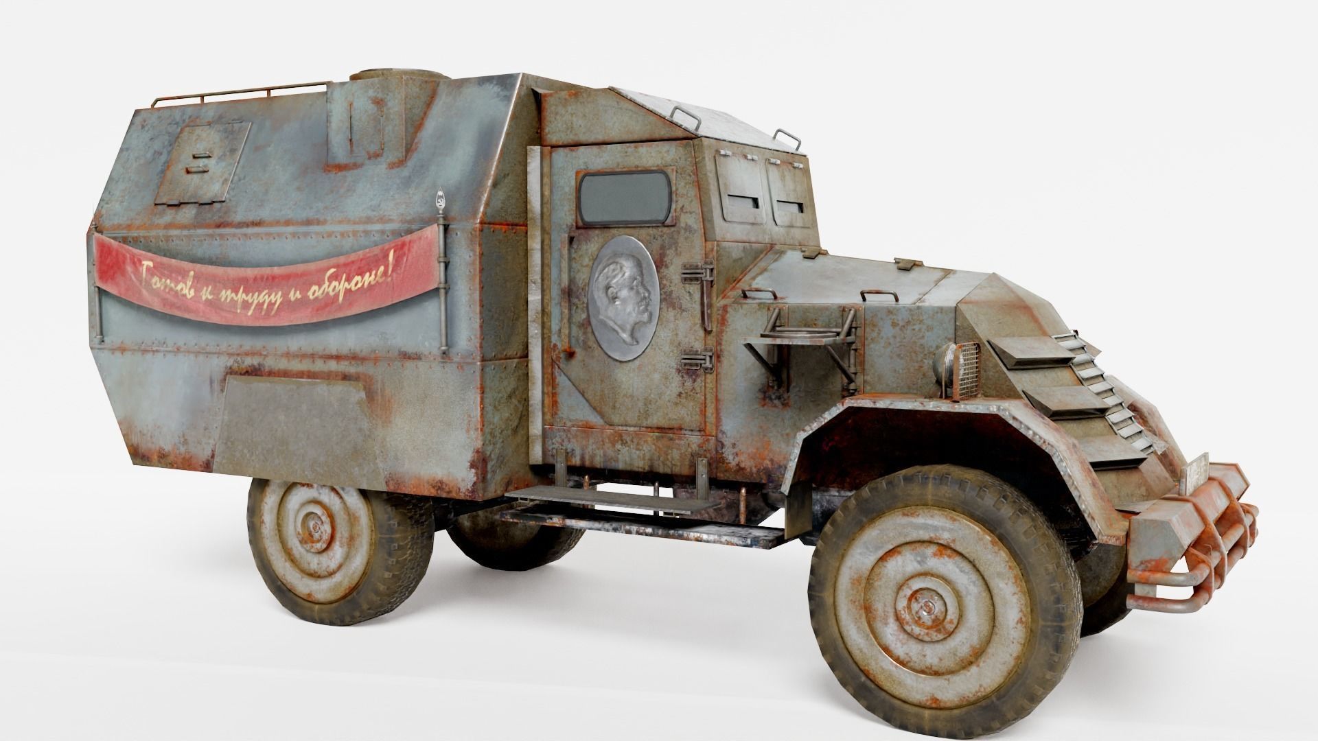 Postapocalypse armoredsuv da1 Low-poly 3D model_13