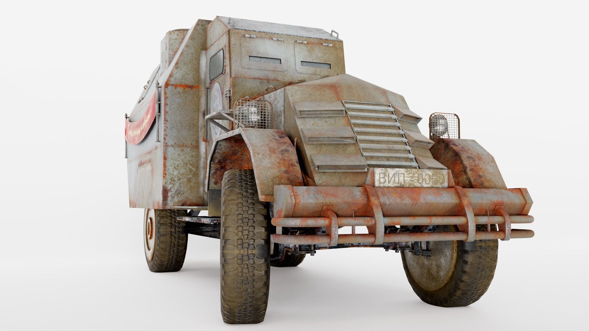 Postapocalypse armoredsuv da1 Low-poly 3D model_9