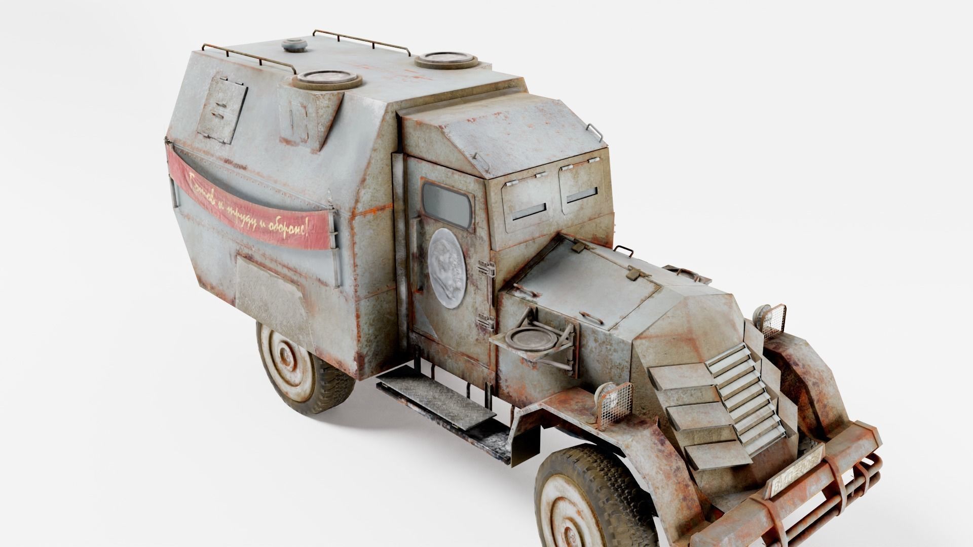 Postapocalypse armoredsuv da1 Low-poly 3D model_6