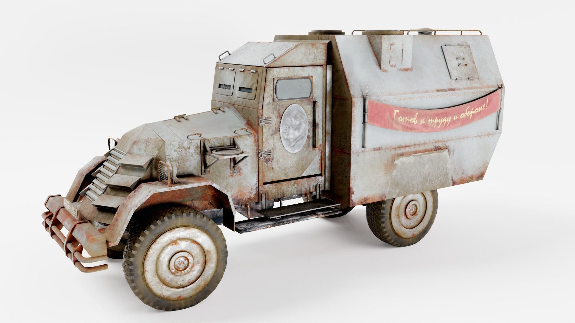 Postapocalypse armoredsuv da1 Low-poly 3D model_7