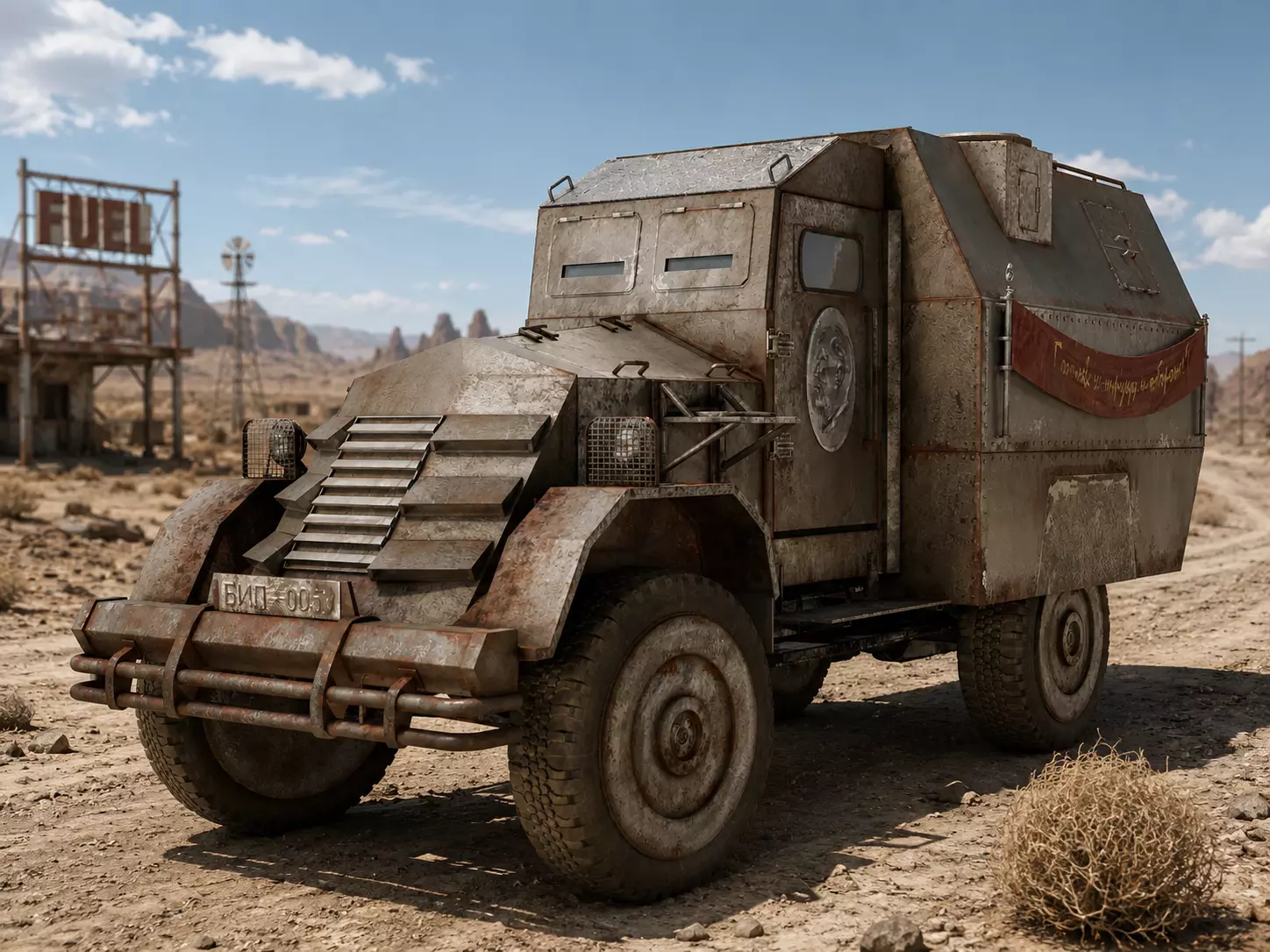 Postapocalypse armored car da1 Low-poly 3D model