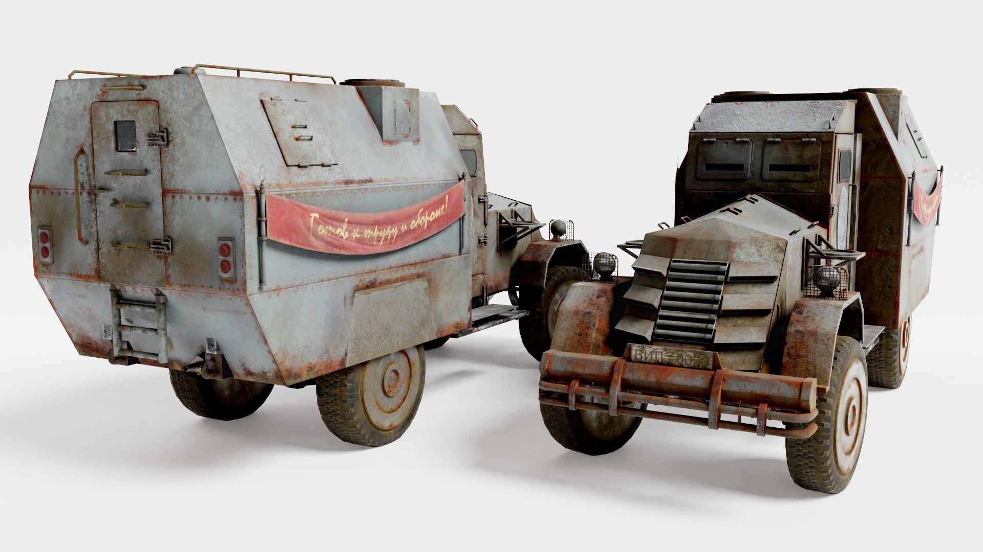 Postapocalypse armoredsuv da1 Low-poly 3D model_3