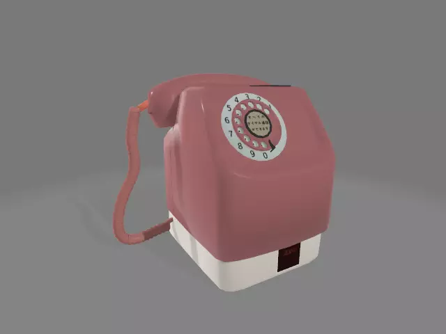 Japanese Retro Telephone  Low-poly 3D model_0