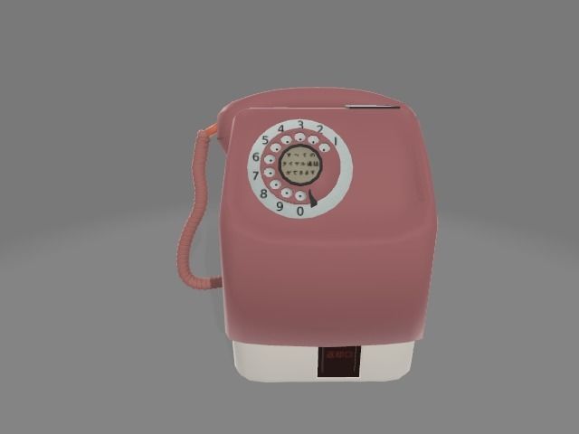 Japanese Retro Telephone  Low-poly 3D model_1
