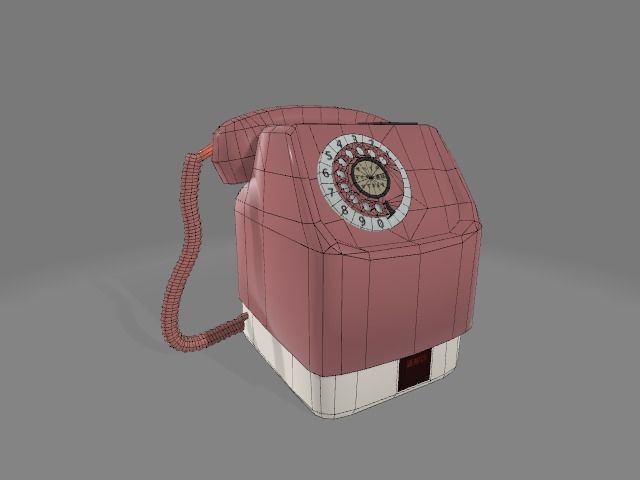 Japanese Retro Telephone  Low-poly 3D model_2