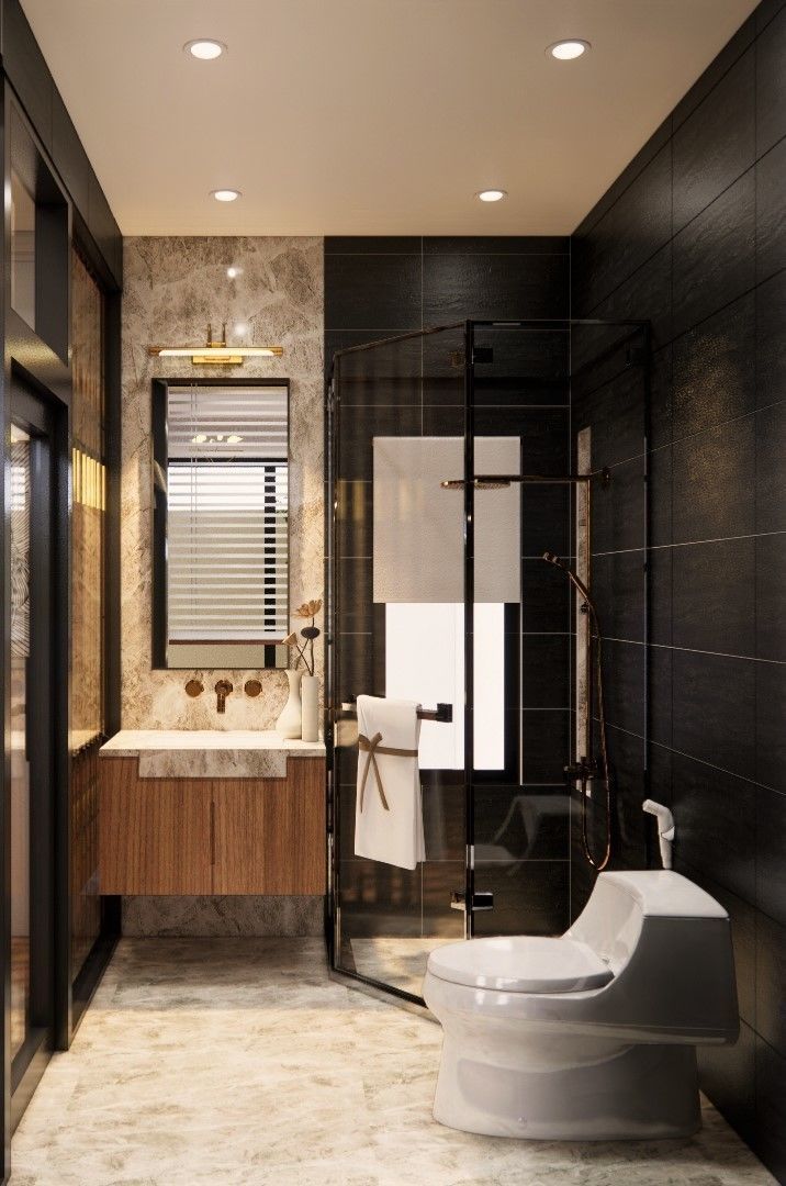 bedroom modern with wooden floors and chandelier 3D model_5