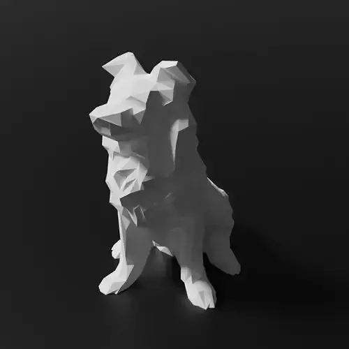 Low Poly Border Collie Dog for 3D-Printing