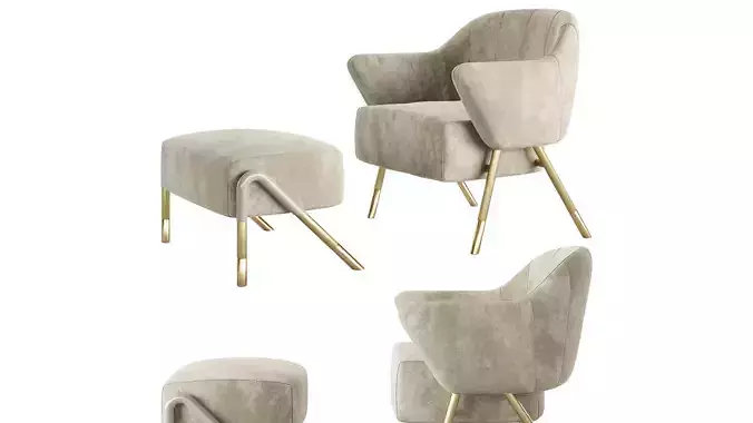 Jackie Armchair 02 by Rossato 3D model