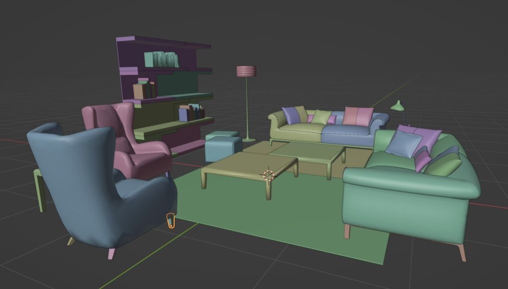 Chinese Living room furniture set 3D model_8