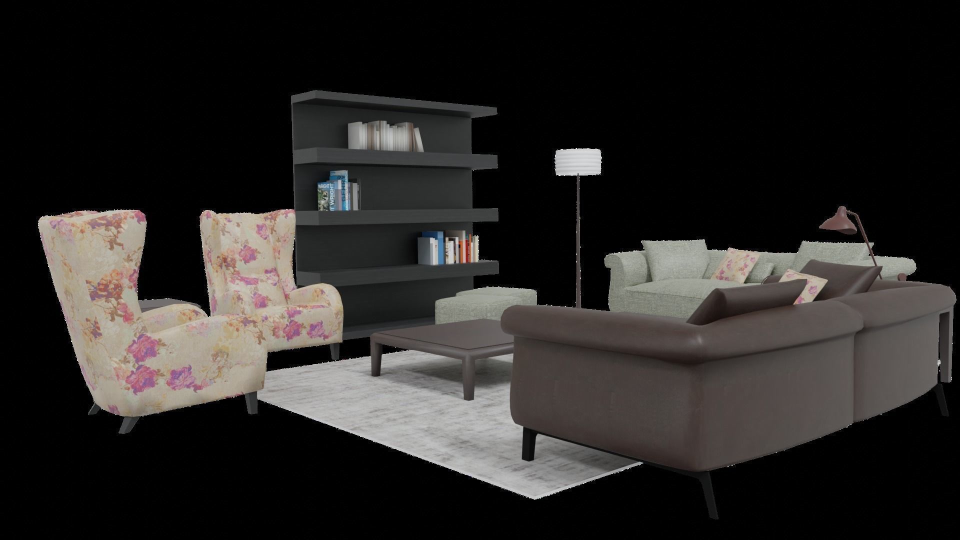 Chinese Living room furniture set 3D model_3