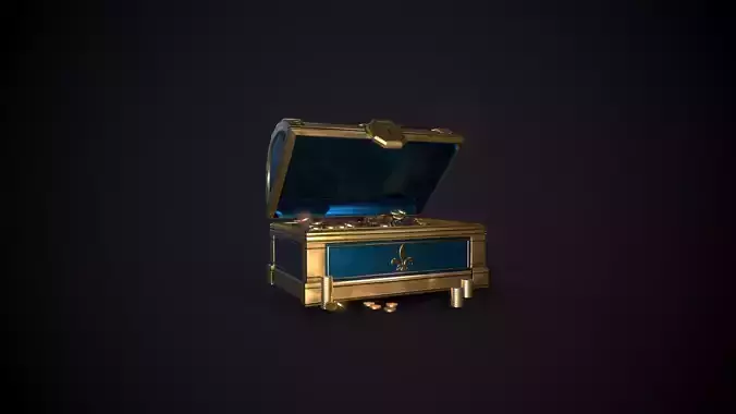 Tresure Chest - BLUE Low-poly 3D model