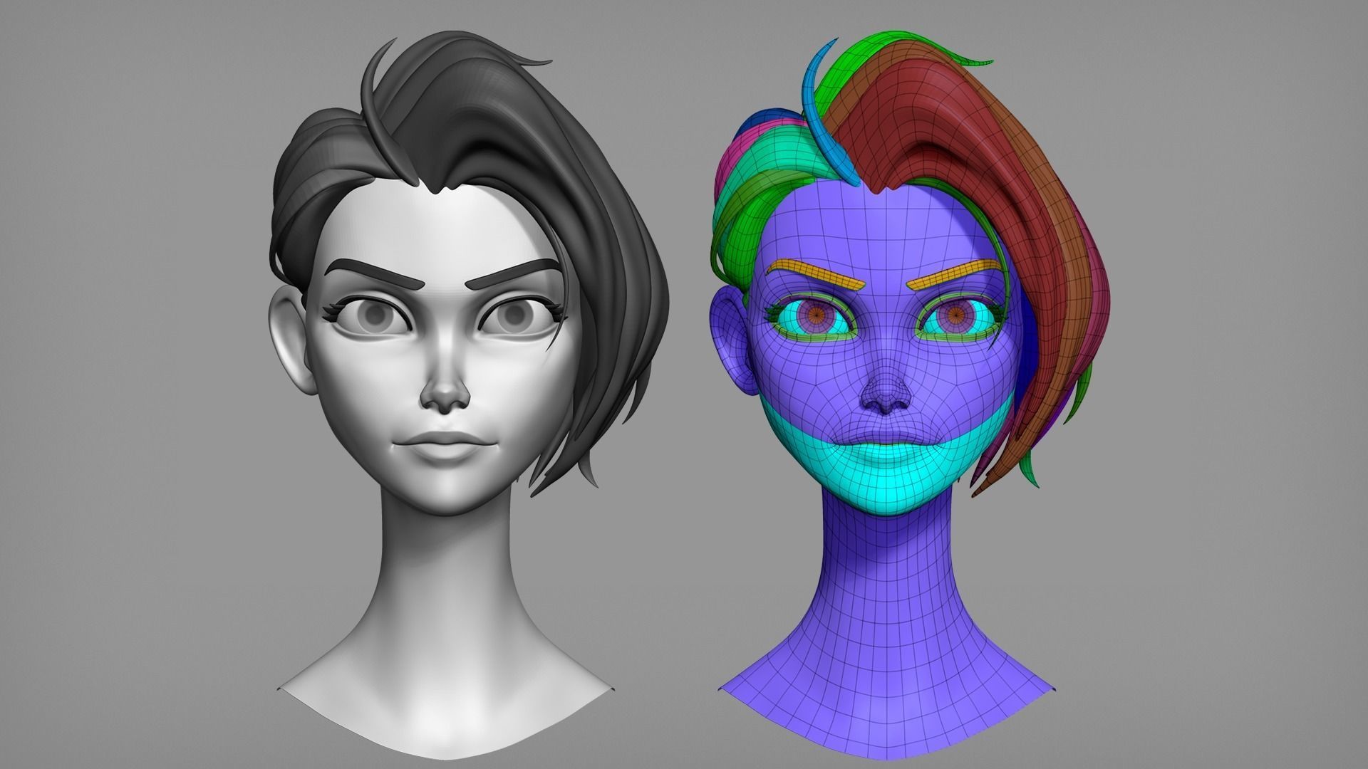 Cartoon female character Bonnie base mesh 3D model_6