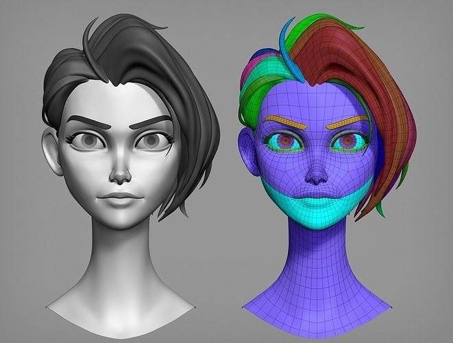 Cartoon female character Bonnie base mesh 3D model