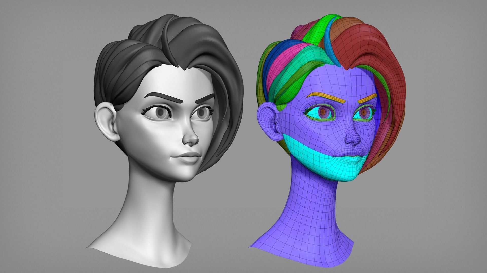 Cartoon female character Bonnie base mesh 3D model_7