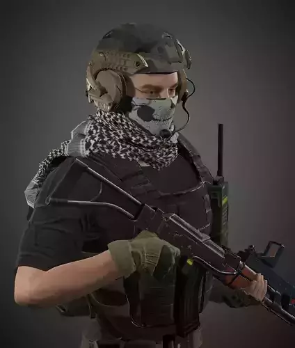 Military lowpoly 3D model soldier  Low-poly 3D model
