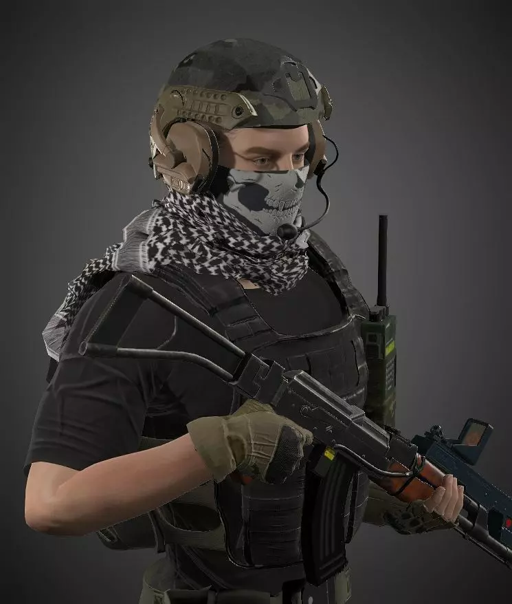 Military lowpoly 3D model soldier Low-poly 3D model