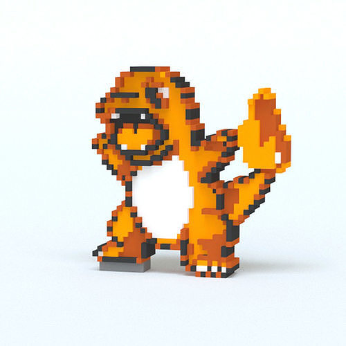 Pokemon orange pixelated 3D print model