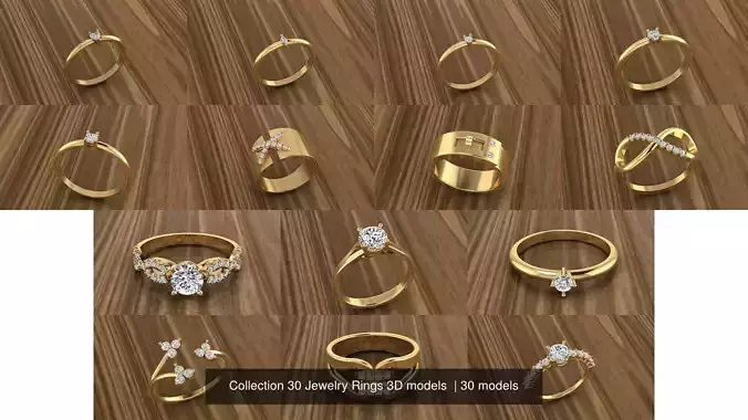 Collection 30 Jewelry Rings 3D models  