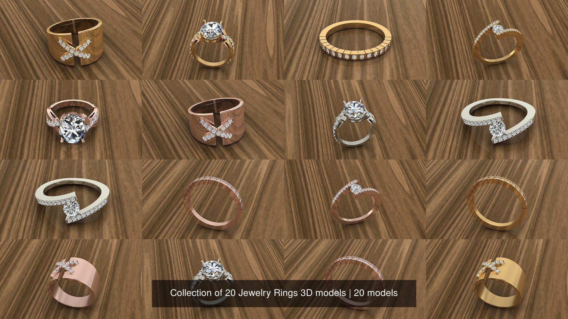 Collection of 20 Jewelry Rings 3D models _2
