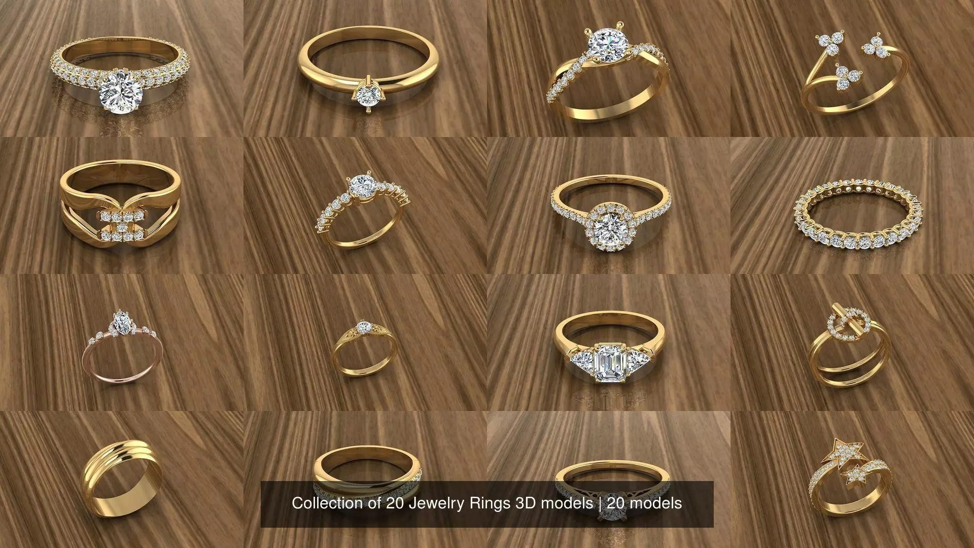 Collection of 20 Jewelry Rings 3D models _1