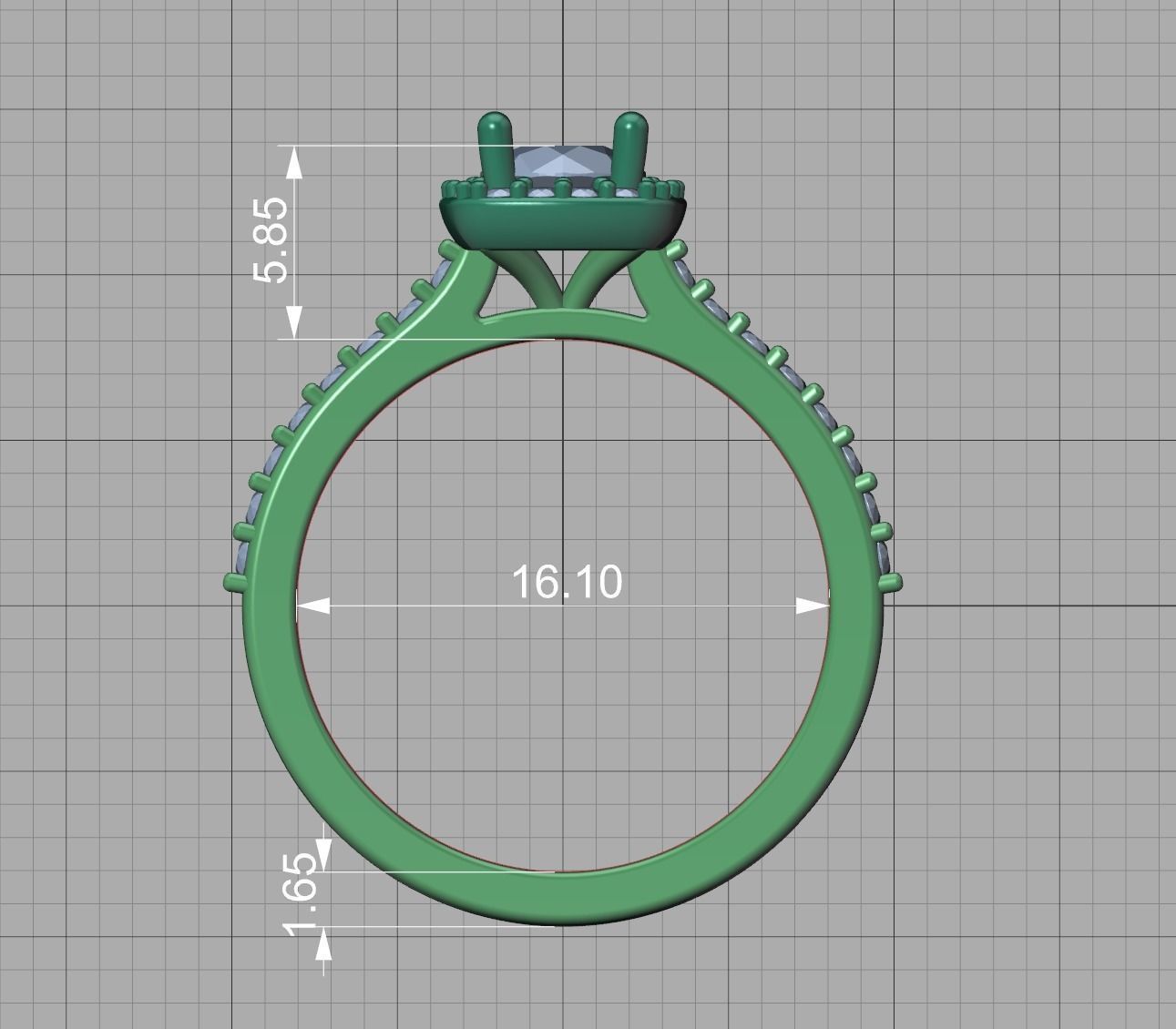 Engagement Ring Cushion Halo Half Carat Stone 3dprint model 3D print model_15