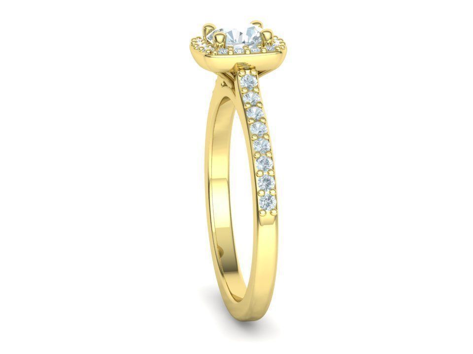 Engagement Ring Cushion Halo Half Carat Stone 3dprint model 3D print model_35