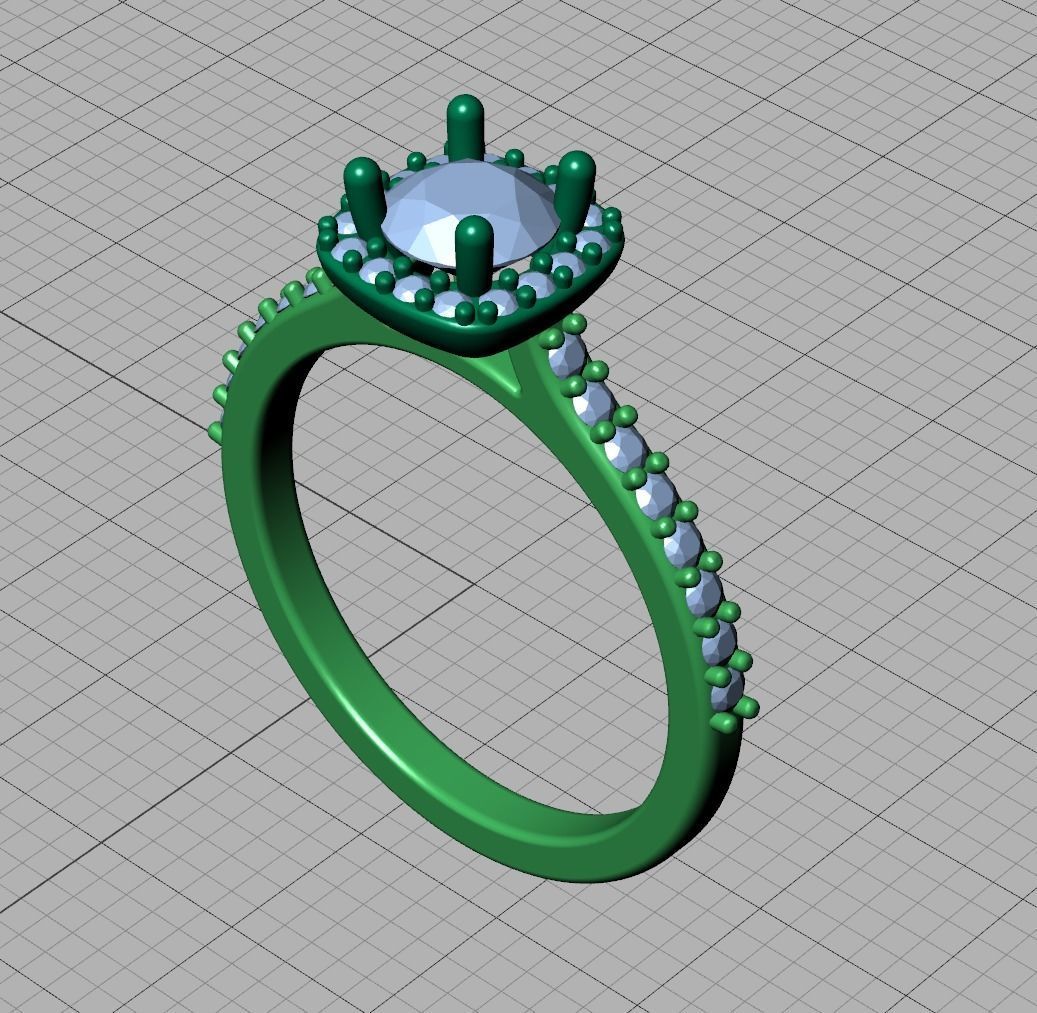 Engagement Ring Cushion Halo Half Carat Stone 3dprint model 3D print model_19