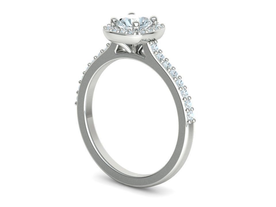 Engagement Ring Cushion Halo Half Carat Stone 3dprint model 3D print model_33