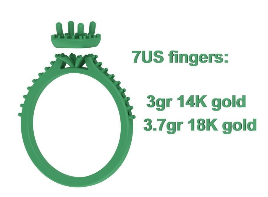 Engagement Ring Cushion Halo Half Carat Stone 3dprint model 3D print model_13