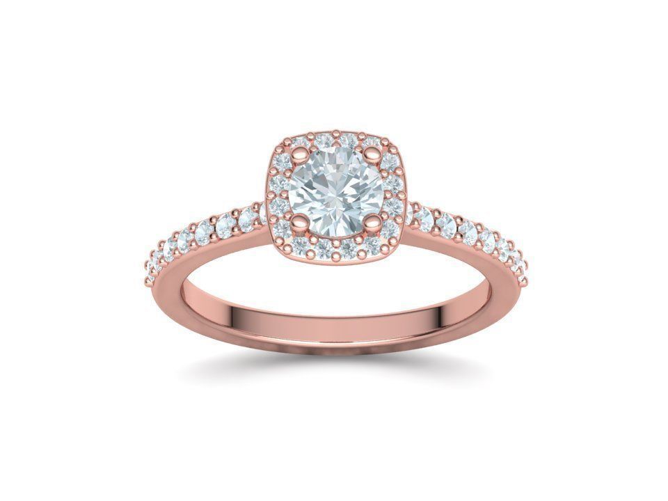 Engagement Ring Cushion Halo Half Carat Stone 3dprint model 3D print model_25