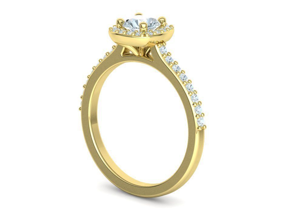 Engagement Ring Cushion Halo Half Carat Stone 3dprint model 3D print model_32