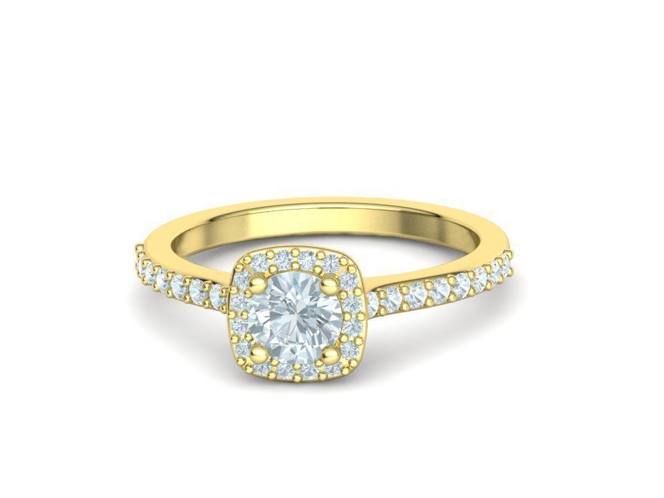Engagement Ring Cushion Halo Half Carat Stone 3dprint model 3D print model_23