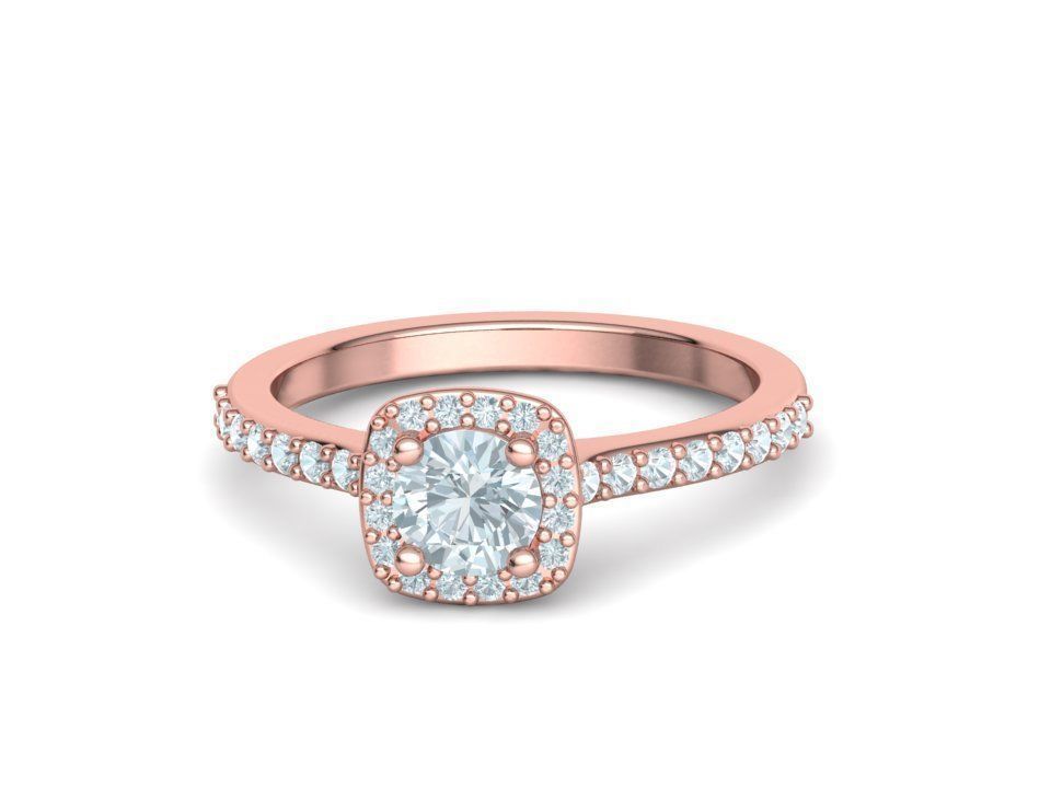 Engagement Ring Cushion Halo Half Carat Stone 3dprint model 3D print model_22