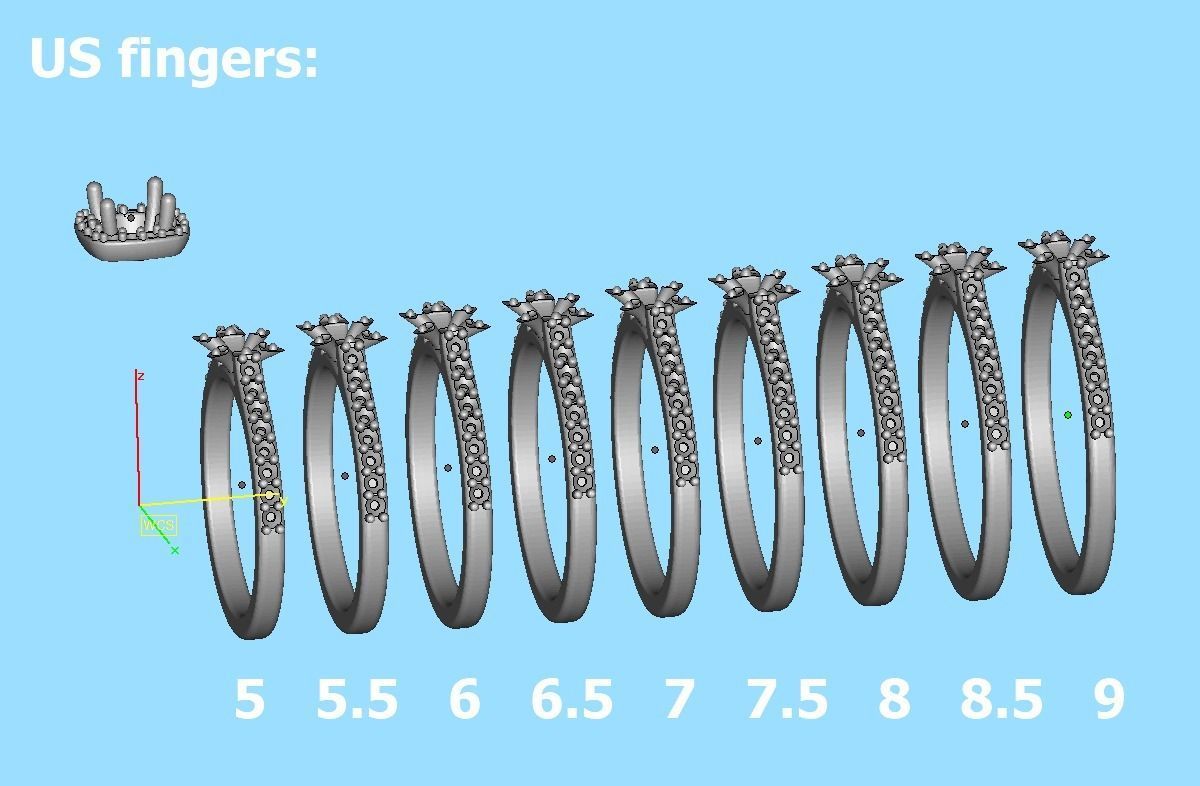 Engagement Ring Cushion Halo Half Carat Stone 3dprint model 3D print model_11