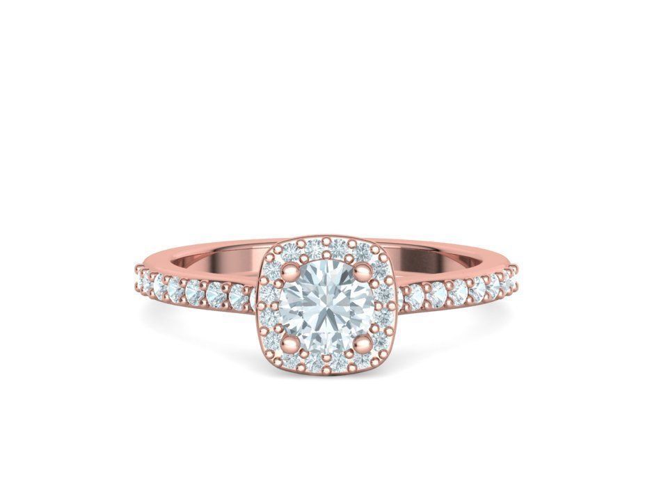 Engagement Ring Cushion Halo Half Carat Stone 3dprint model 3D print model_7