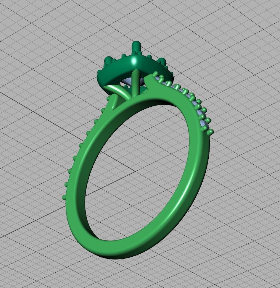 Engagement Ring Cushion Halo Half Carat Stone 3dprint model 3D print model_20