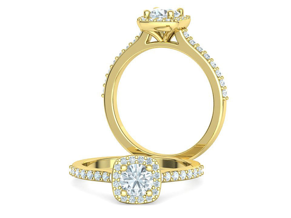 Engagement Ring Cushion Halo Half Carat Stone 3dprint model 3D print model_5