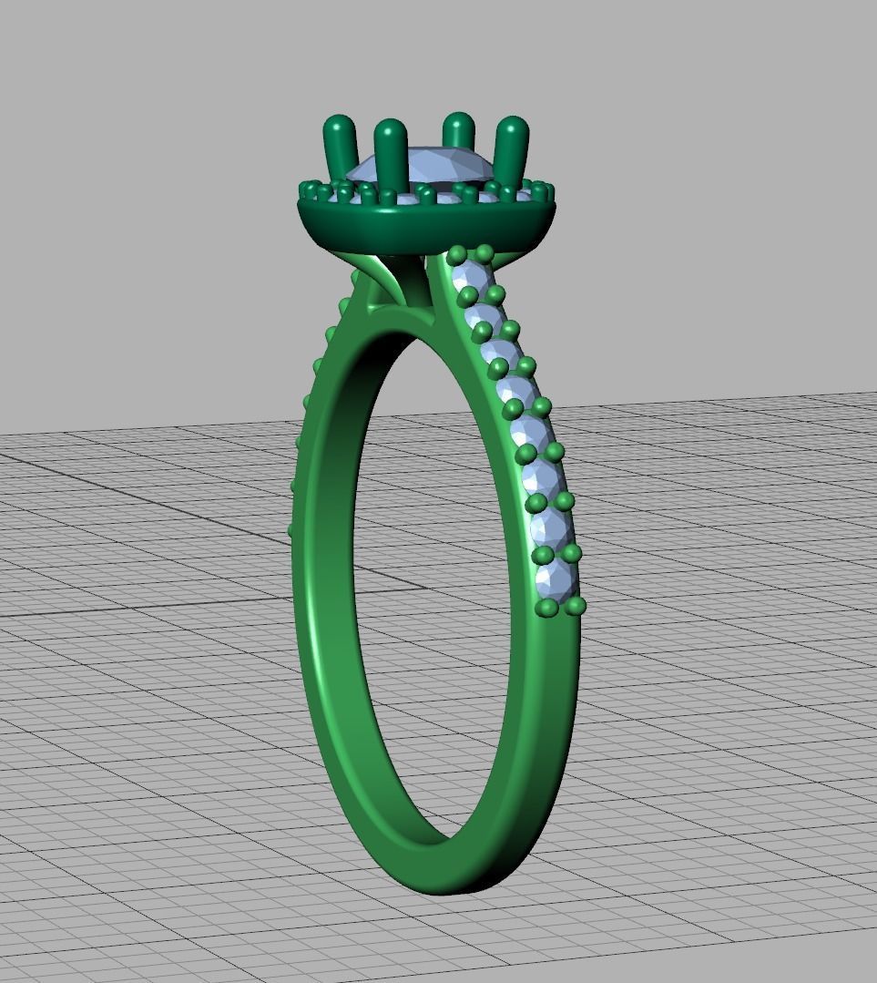 Engagement Ring Cushion Halo Half Carat Stone 3dprint model 3D print model_18