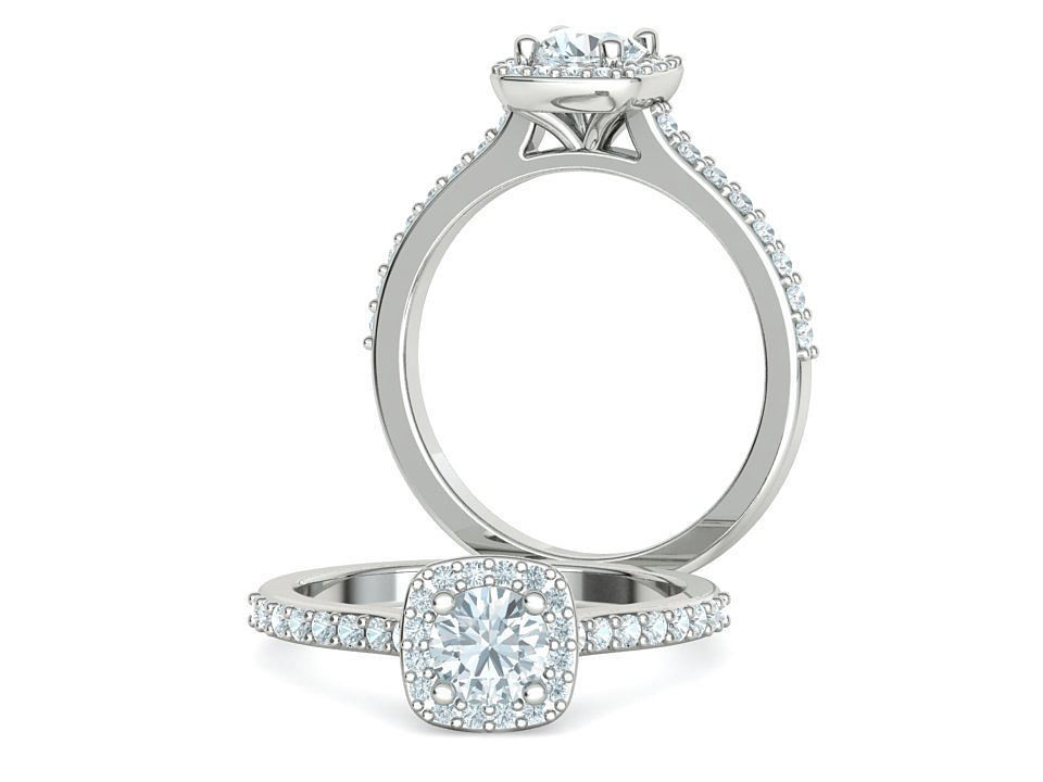 Engagement Ring Cushion Halo Half Carat Stone 3dprint model 3D print model_6