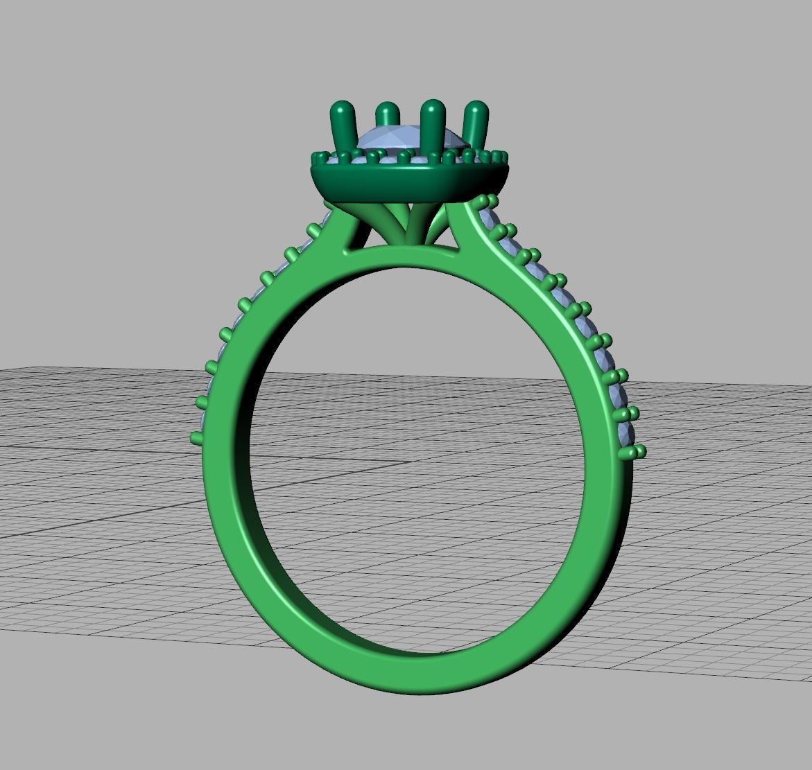 Engagement Ring Cushion Halo Half Carat Stone 3dprint model 3D print model_17