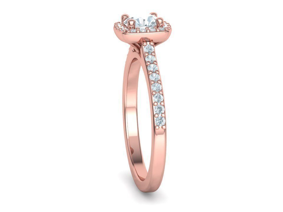 Engagement Ring Cushion Halo Half Carat Stone 3dprint model 3D print model_34