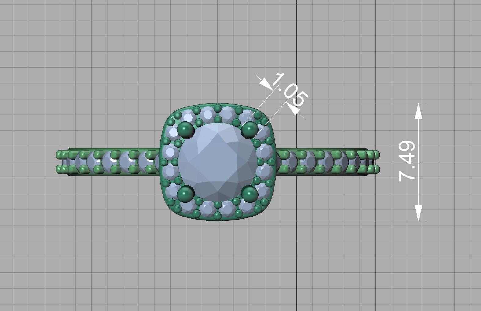 Engagement Ring Cushion Halo Half Carat Stone 3dprint model 3D print model_14