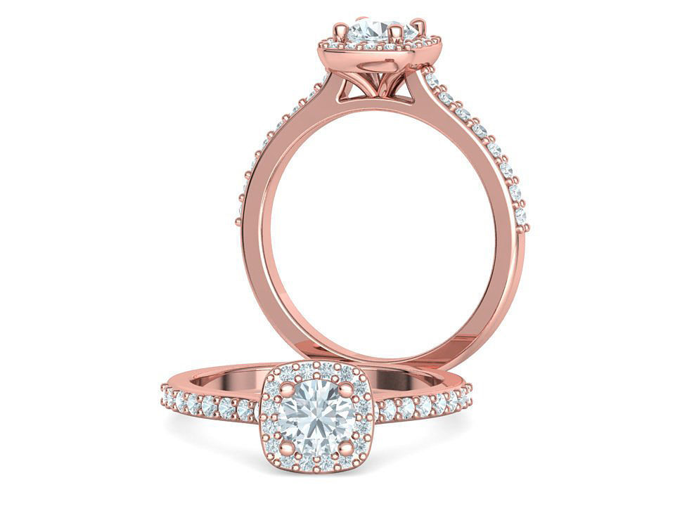 Engagement Ring Cushion Halo Half Carat Stone 3dprint model 3D print model_4