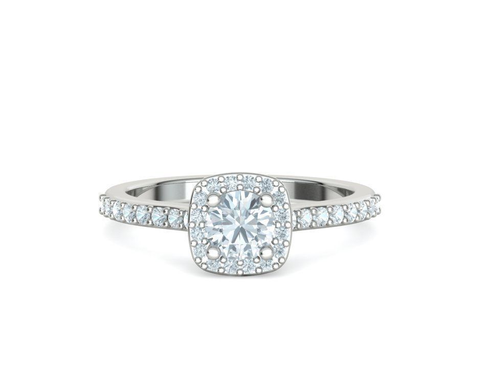 Engagement Ring Cushion Halo Half Carat Stone 3dprint model 3D print model_9