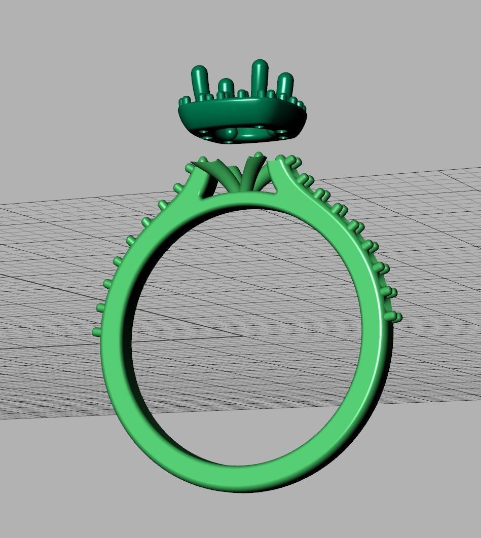 Engagement Ring Cushion Halo Half Carat Stone 3dprint model 3D print model_21
