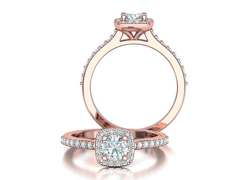 Engagement Ring Cushion Halo Half Carat Stone 3dprint model 3D print model_1