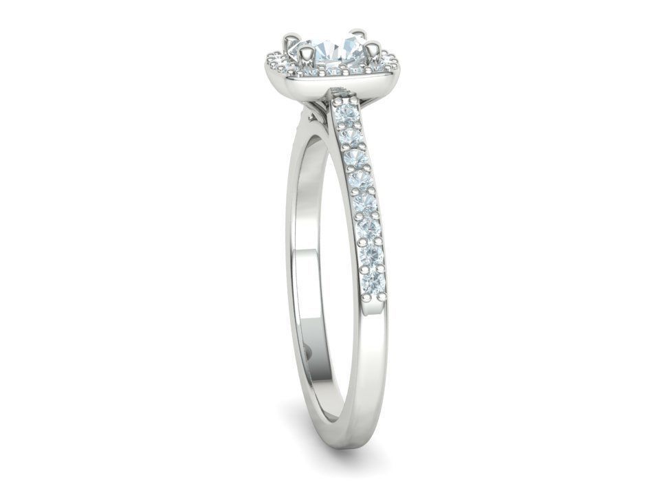 Engagement Ring Cushion Halo Half Carat Stone 3dprint model 3D print model_36